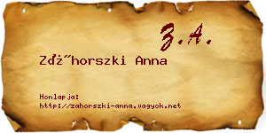 Záhorszki Anna névjegykártya